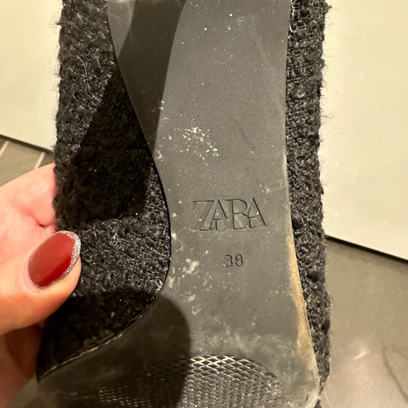 Zara black fabric shoes with sliver broach - Picture 2 of 4